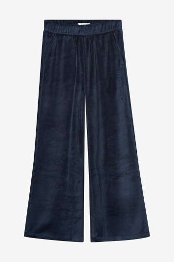 Tommy Hilfiger Bukser Velour Wide Leg Blå Tommy Hilfiger Bukser Velour Wide Leg Blå