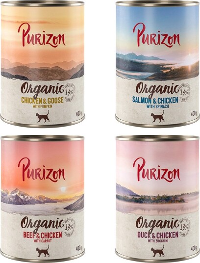 Purizon Våtfôr Organic Blandet Pakke 4 Sorter 6 X 400 G