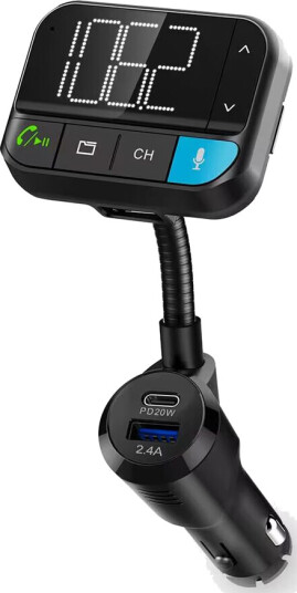 Nedis Håndfri Bluetooth FM-sender med Svanehals og Rask Lading, Sort