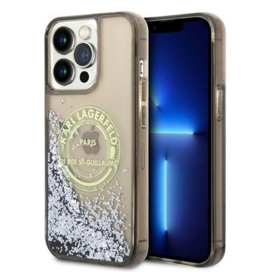 Karl Lagerfeld Mobildeksel iPhone 14 Pro Max Flytende Glitter Svart