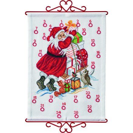 Permin Broderisett Julenisse og gaver 32x44 cm