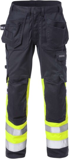 Fristads Flamestat Håndverkerbukser Høy Synlighet I Stretch Dame Klasse 1 2171 ATHF Hi Vis Gul / Marineblå 46