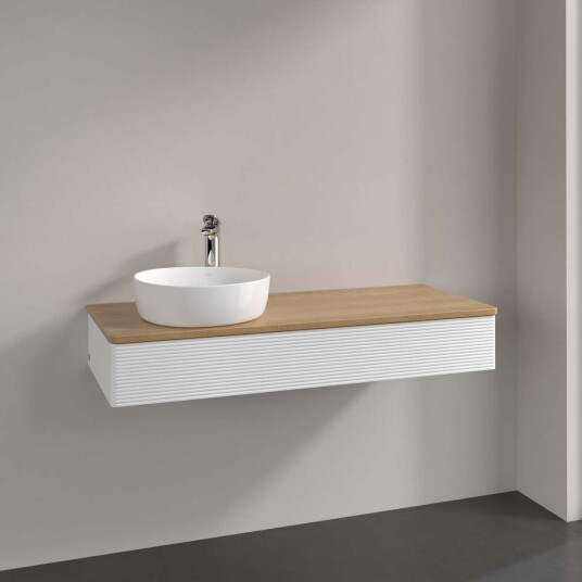 Villeroy & Boch Antao Servantskap med 1 skuff 120x50x19 cm u/lys Hvit Matt/Eik Villeroy & Boch Antao Servantskap med 1 skuff 120x50x19 cm u/lys Hvit Matt/Eik