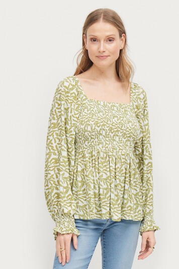 Soaked in Luxury - Bluse slZaya Smock Blouse LS - Grønn Soaked in Luxury - Bluse slZaya Smock Blouse LS - Grønn