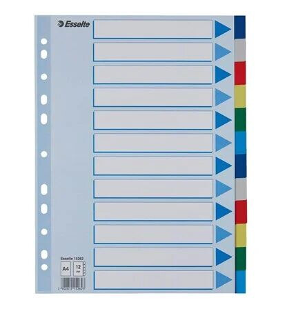 Esselte divider 12 parts for A4 tabbed multicolour