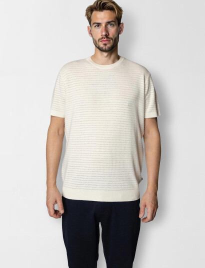 Clean Cut Copenhagen Owen Knitted T-Shirt - Beige - XXL