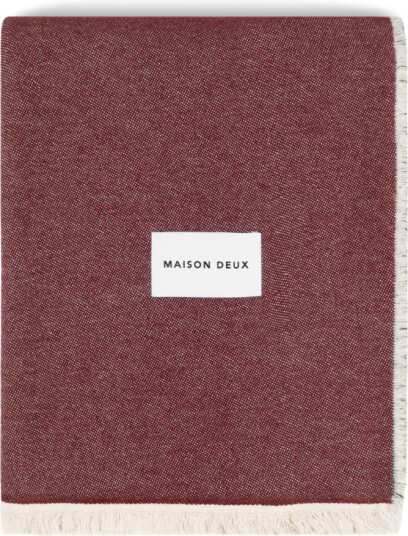 Maison Deux Check Bold Blanket Burgundy Pink   Burgundy   140X 180CM