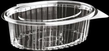 Plastbæger Catersource 500 Ml 127X160x57 Mm Oval Hængslet Låg Rpet Klar,100 Stk/Ps   100 Stk.