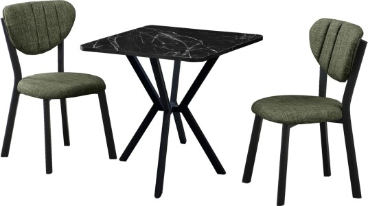 Krylor spisegruppe bord 70 cm + 2 stoler - Grønn Svart
