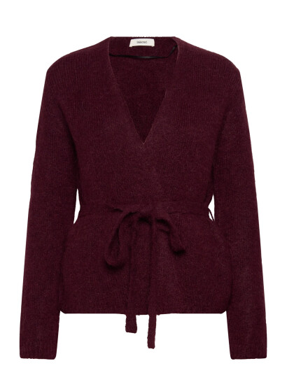 Selected Slfgabella Ls Knit Belt Cardigan - Burgundy - XS