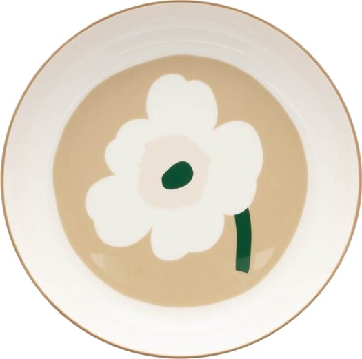 Marimekko   Oiva Unikko dyp tallerken 21 cm hvit/beige/grønn