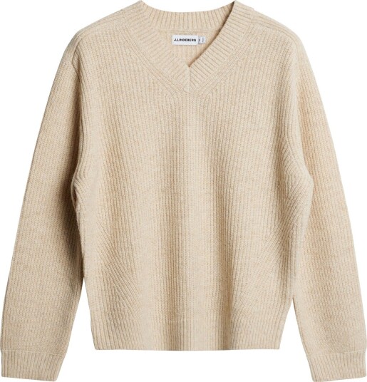 J. Lindeberg Vitor V-Neck Heavy Knit - Beige - M