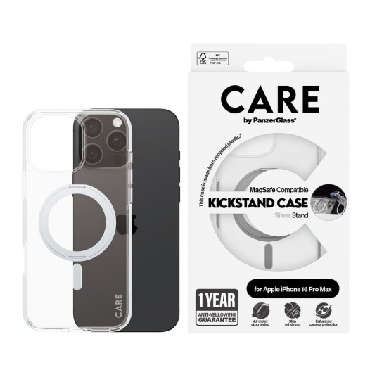 Care by PanzerGlass MagSafe Kickstand Deksel Sølv for iPhone 16 Pro Max Care by PanzerGlass MagSafe Kickstand Deksel Sølv for iPhone 16 Pro Max
