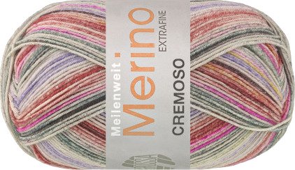 Lana Grossa Meilenweit 100 Merino Cremoso 4125 Støvete Rosa Rosenholz Grå Kiwi Grønn Lilla Lavendel Antracit Garn