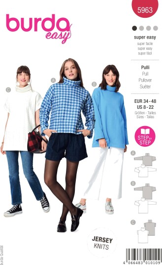 Burda 5963 - Genser & Vest EUR: 34-48, US: 8-22