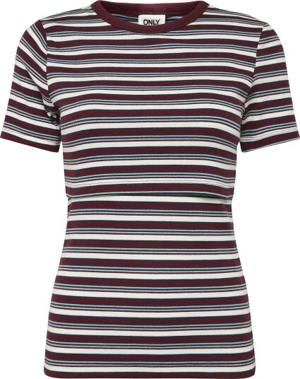Only Maternity Olmval S/S O Neck Stripe Nursing Top Jrs Burgundy M