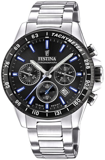 Festina Herreklokke F20560 5 Timeless Sort/Stål Ø45 mm Festina Herreklokke F20560 5 Timeless Sort/Stål Ø45 mm