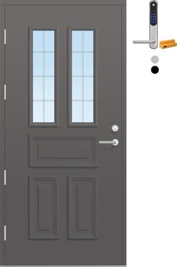 Ytterdør Bygg1 Fjord 04 Slipt Glass med Yale Doorman Classic Home
