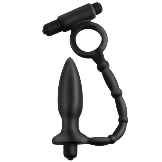 Anal Fantasy Ass-Kicker Analplugg med Penisring      - Svart