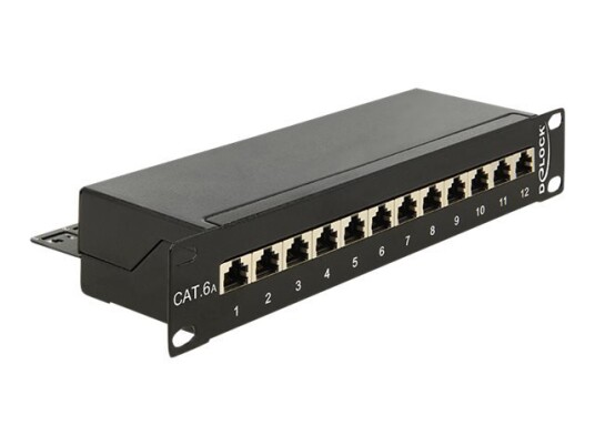 Delock Koblingspanel Cat 6A Rj-45 X 12 Kullsort Ral 9005 1U 10"