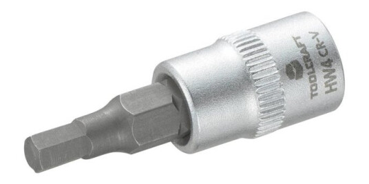 Toolcraft 816069, Stikkontakt, 1/4", Metrisk, 1 Hoder, 4 Mm, Kromvanadiumstål, Stål