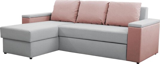 Herosa 3 seters Sovesofa med Divan med Oppbevaring Grå/Rosa