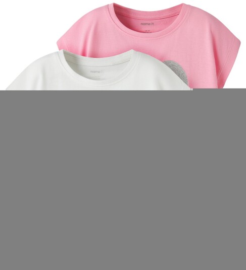 Name It T skjorte   2 pack   NmfVotia   Bright White/Rosa Drikke   Name It   4 år 104   T skjorte Hvit