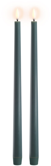 Uyuni LED slim taper candle 2-pack Pine green Smooth 2,3x32 cm UL-TA-PG02332-2