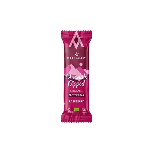 Moonvalley chocolate dipped protein bar raspberry 50 g Moonvalley chocolate dipped protein bar raspberry 50 g