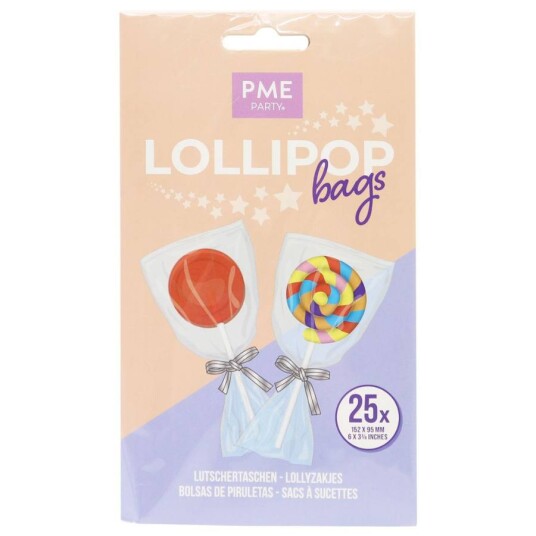 Pme Lollipop Poser Med Sølvbånd 25 Stk Pme Lollipop Poser Med Sølvbånd 25 Stk