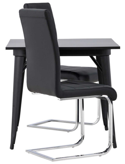 Venture Design Tempe & Tempo spisegruppe Svart/svart 2 stoler & bord 80 x 80 cm