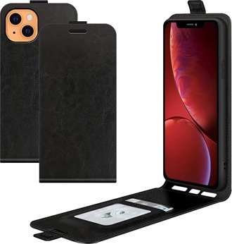 iPhone 13 Vertikalt Flipp-etui med Kortluke - Svart