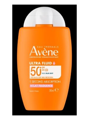 Avène Ultra Fluid Radiance Solkrem SPF50+ 50 ml med Glød Avène Ultra Fluid Radiance Solkrem SPF50+ 50 ml med Glød