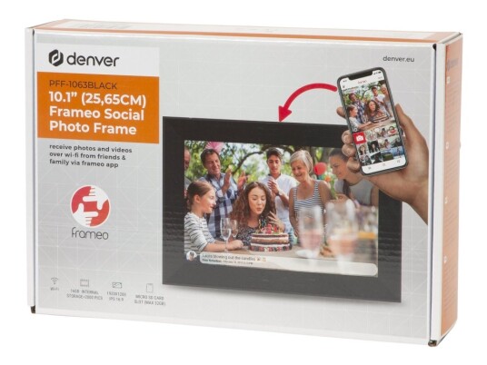Denver Frameo PFF-1063 10.1" Svart Digital Fotoramme 16GB Denver Frameo PFF-1063 10.1" Svart Digital Fotoramme 16GB