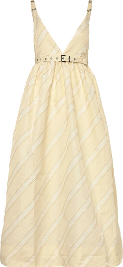 GANNI Stripe Strap Maxi Dress   Yellow   42