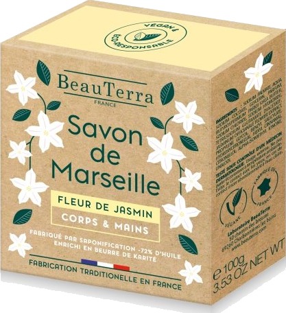 BeauTerra Marseille fast såpe – Fleur de Jasmin – 100