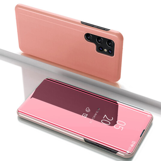 Hurtel Clear View Flipdeksel for Samsung Galaxy S25 Ultra Rosa
