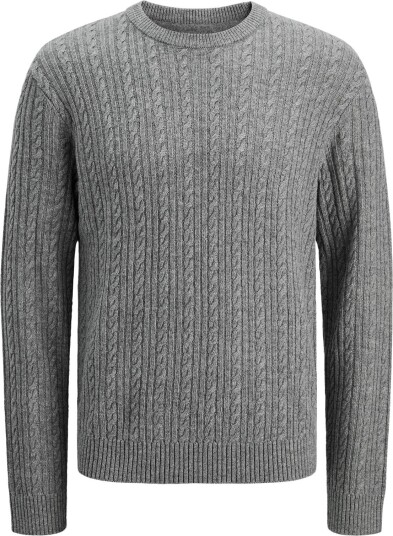 Jack & Jones Jprblulambswool Knit Cable Crew Neck MEDIUM GREY MELANGE L