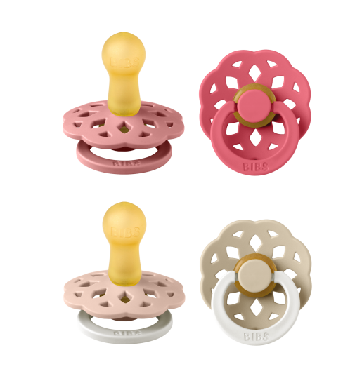 BIBS Pacifier Boheme Latex Dusty Pink/Coral Size 2 2pcs