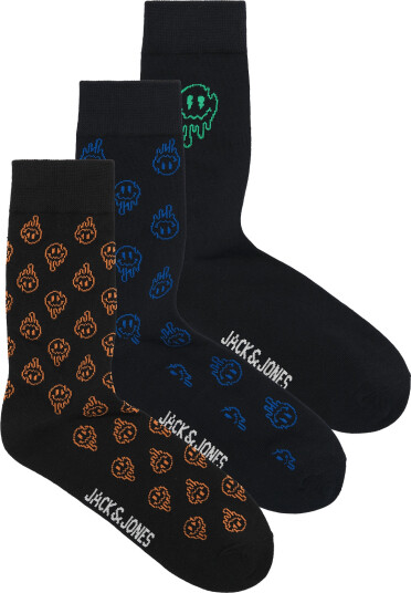 Jack & Jones Jacdale Smiley Socks 3 Pack Black ONE SIZE