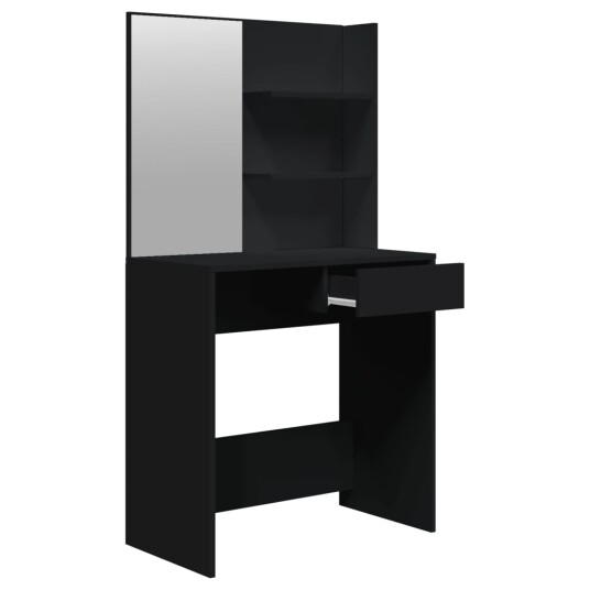 Sminkebordsett svart 74,5x40x141 cm 8720287100829