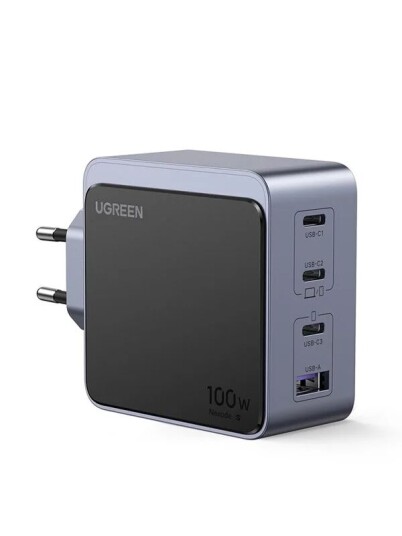 UGREEN Nexode S 100W Hurtiglader med 4 Porter - GaN Teknologi, Grå