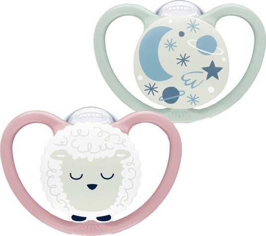 Nuk Smokker 2-pack Space Night Rosa/Grønn Nuk 6-18 md Smokk 62-86 Nuk Smokker 2-pack Space Night Rosa/Grønn Nuk 6-18 md Smokk 62-86