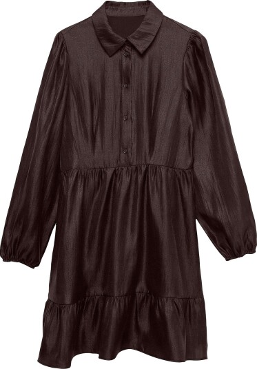 Vero Moda Vmdagny Skjortekjole Brun med Lange Ermer