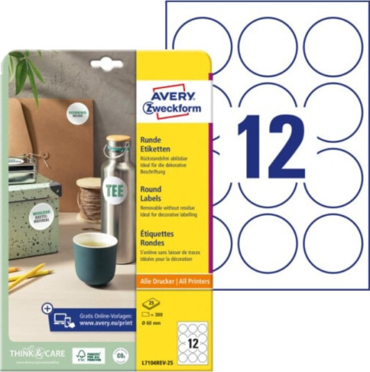 Avery Zweckform - round labels - 300 label(s) - 60 mm round