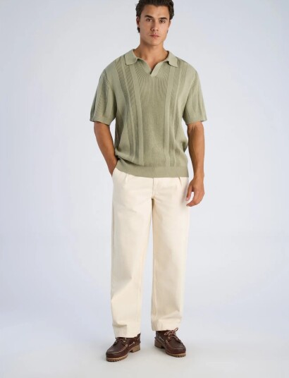 Lindbergh Knitted S/S Polo Khaki green L Lindbergh Knitted S/S Polo Khaki green L