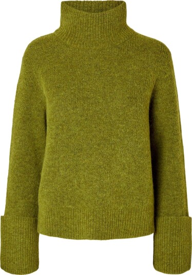 Selected Slwsia Ras Ls Knit High Neck Noos CARDAMOM SEED XS