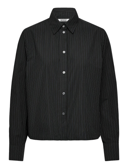 Weekday Relaxed Cropped Long-Sleeved Cotton Shirt - Black - S Weekday Relaxed Cropped Long-Sleeved Cotton Shirt - Black - S