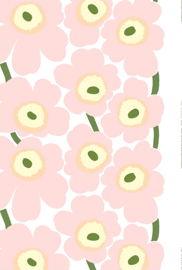 Marimekko Unikko stoff Rosa bomullssateng