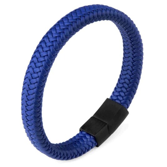 Lærarmbånd med Magnetisk lås i rustfritt stål Blå 20.5 cm Lærarmbånd med Magnetisk lås i rustfritt stål Blå 20.5 cm
